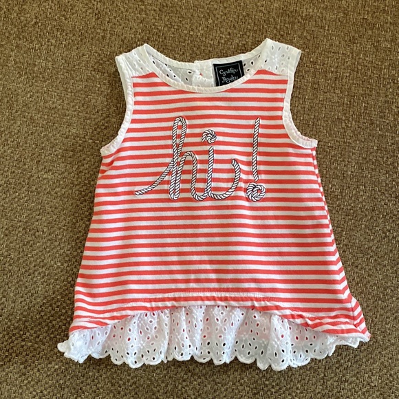 Cynthia Rowley Nautical Striped Eyelet Sleeveless Top 2T - Picture 7 of 7